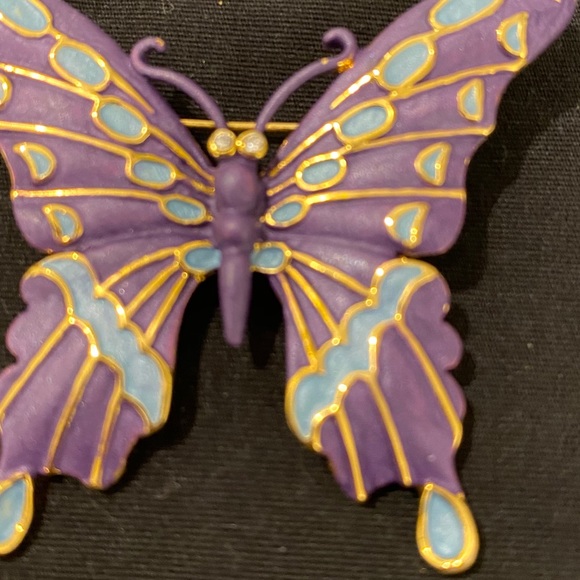 Purple Enamel Butterfly Brooch - Picture 2 of 6